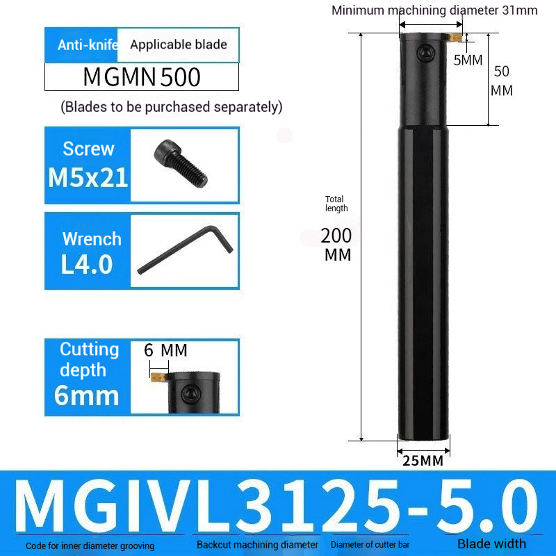 1024-CNC toolholder internal groove cutter MGIVR2016-2 internal groove toolholder lathe cut-off tool CNC lathe tool cutting tools Shandong Denso Pricision Tools Co.,Ltd.